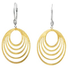 Meira T. 14K zweifarbige Goldohrringe mit Diamanten und konzentrischen Ovalen