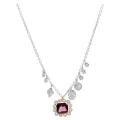 Meira T 14K Two Tone Pink Tourmaline & 0.76 Carat Diamond Necklace