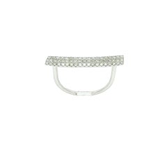 Meira T 14k White Gold .30ctw Micro Pave Diamond 3 Row Curved Bar Ring