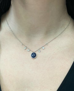 Meira T 14K White Gold 2.60 Carat Round Sapphire & Cascading Diamond Necklace
