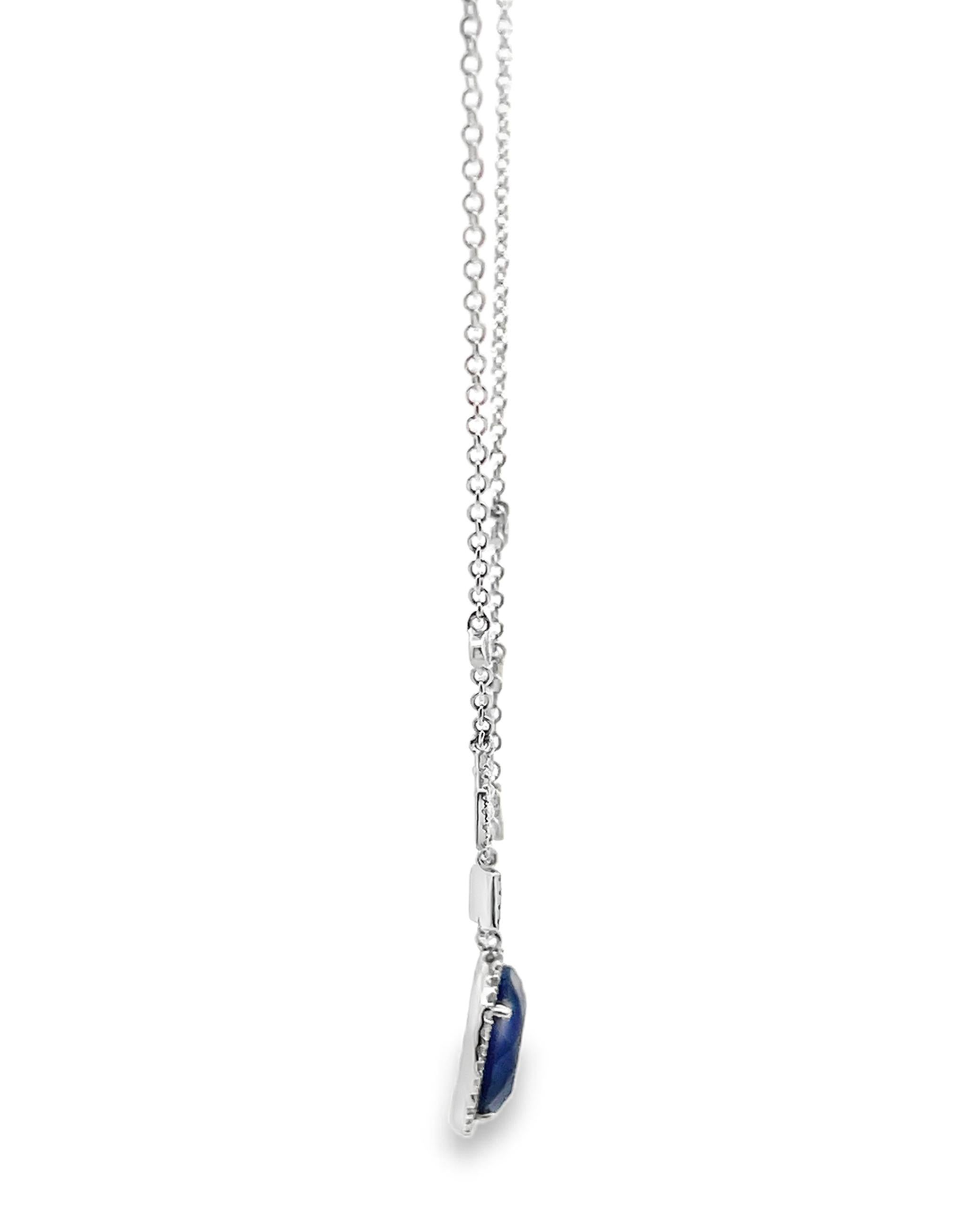 Women's Meira T 14K White Gold Round Sapphire & Diamond Necklace For Sale