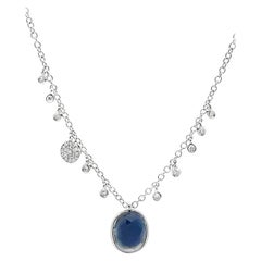Meira T. Collana con zaffiro e diamante in oro bianco 14K