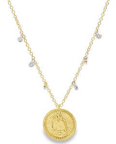 Meira T. 14K Yellow Gold Angel Medallion Pendant Necklace with Diamonds