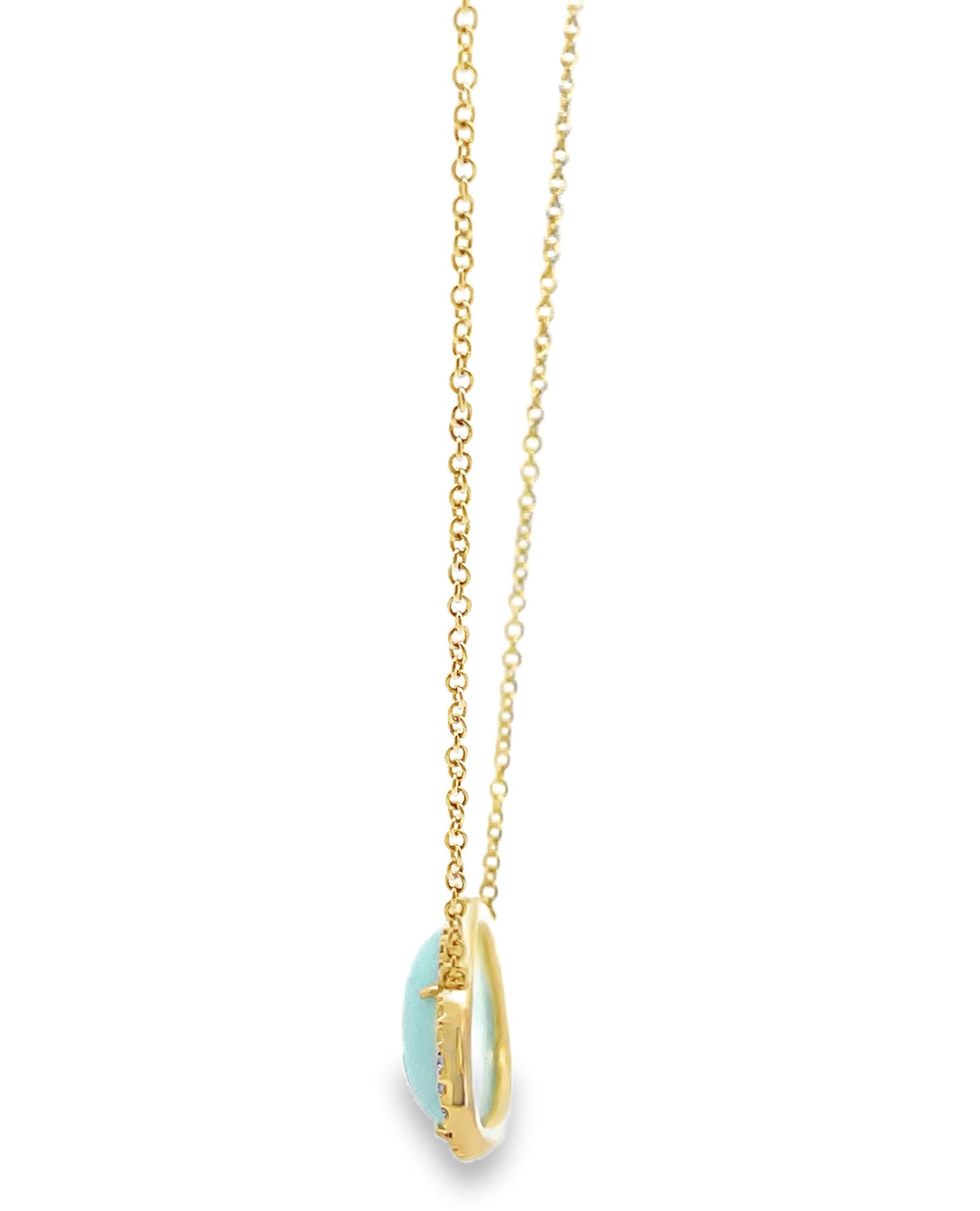 Mixed Cut Meira T 14K Yellow Gold Blue Opal Necklace with Diamonds For Sale
