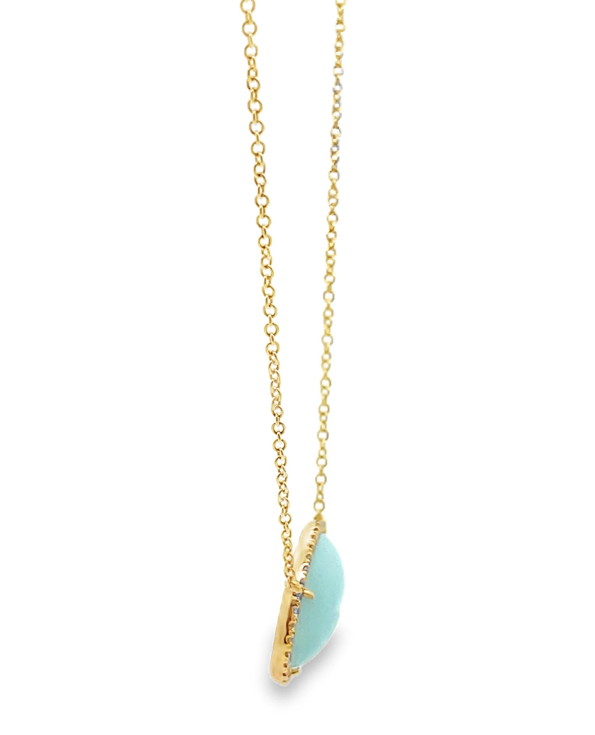 Women's Meira T 14K Yellow Gold Blue Opal Necklace with Diamonds For Sale