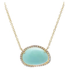 Meira T 14K Yellow Gold Blue Opal Necklace with Diamonds