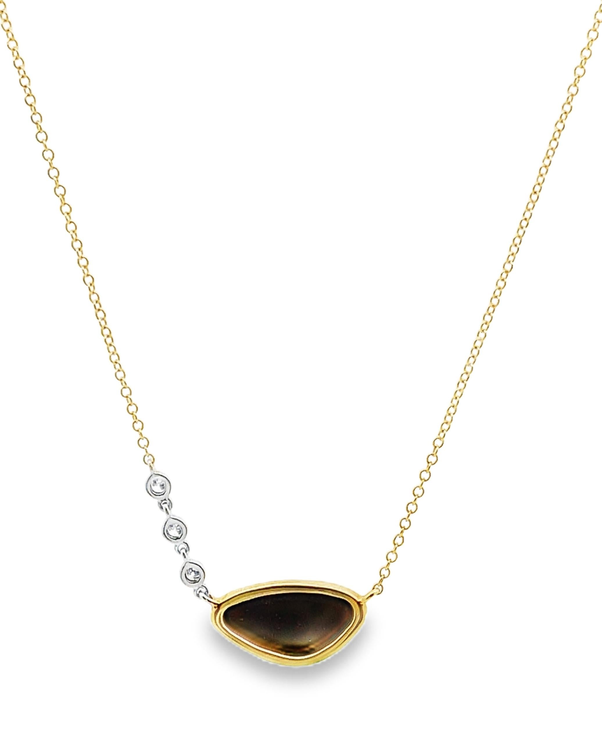 Meira T 14K Yellow Gold Dark Blue Opal with Diamonds In New Condition For Sale In Old Tappan, NJ