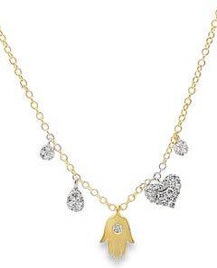 Meira T. 14K Gelbgold Hand Gottes Diamant Hamsa Halskette