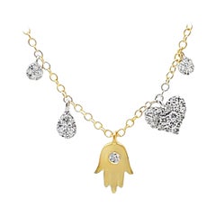 Meira T. 14K Gelbgold Hand Gottes Diamant Hamsa Halskette
