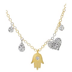 Meira T. 14K Yellow Gold Hand of God Diamond Hamsa Necklace