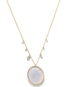 Meira T. 14K Yellow Gold Opal & Diamond Pendant Necklace