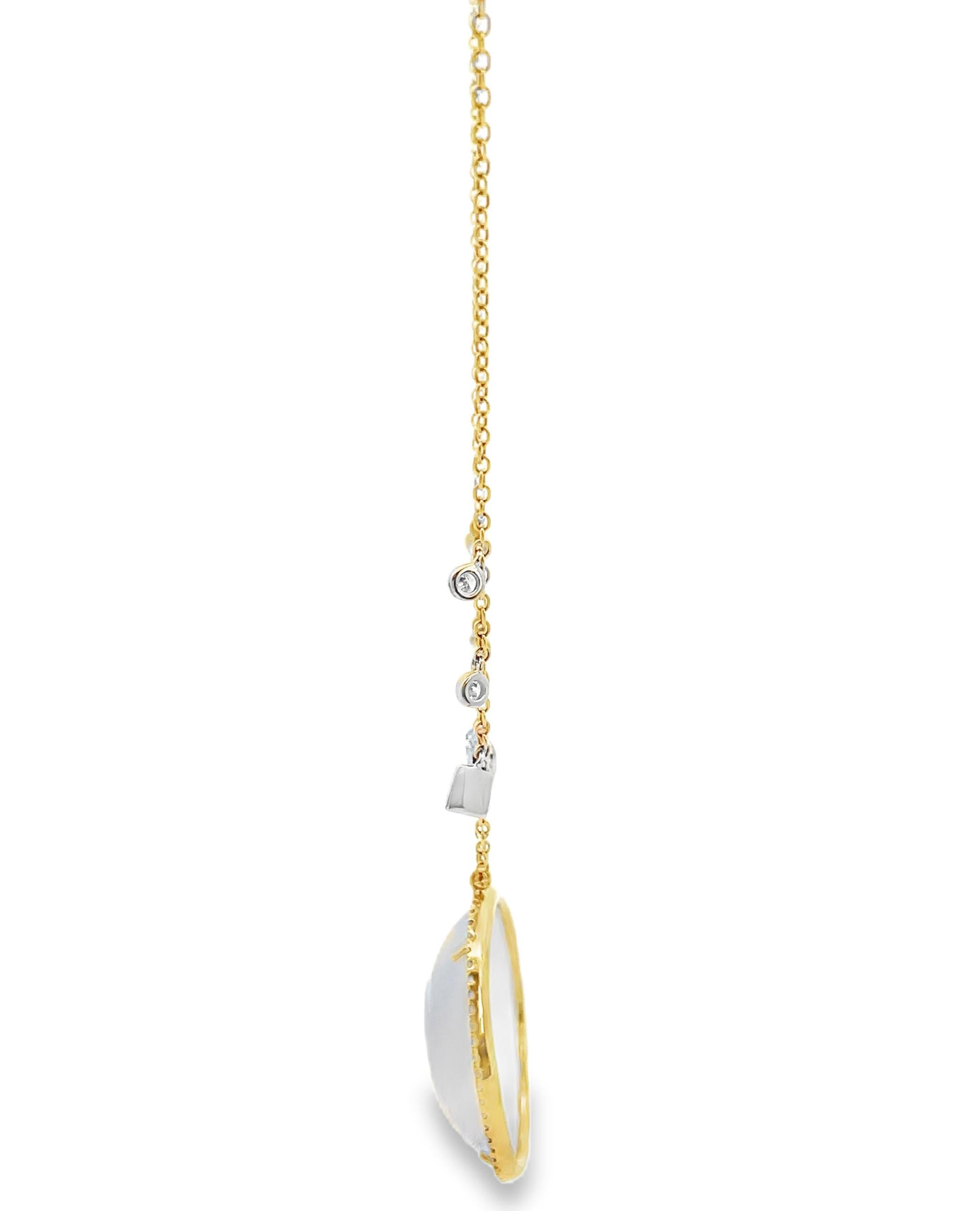 Contemporain Collier pendentif en or jaune 14K avec opale et diamants Meira T. en vente