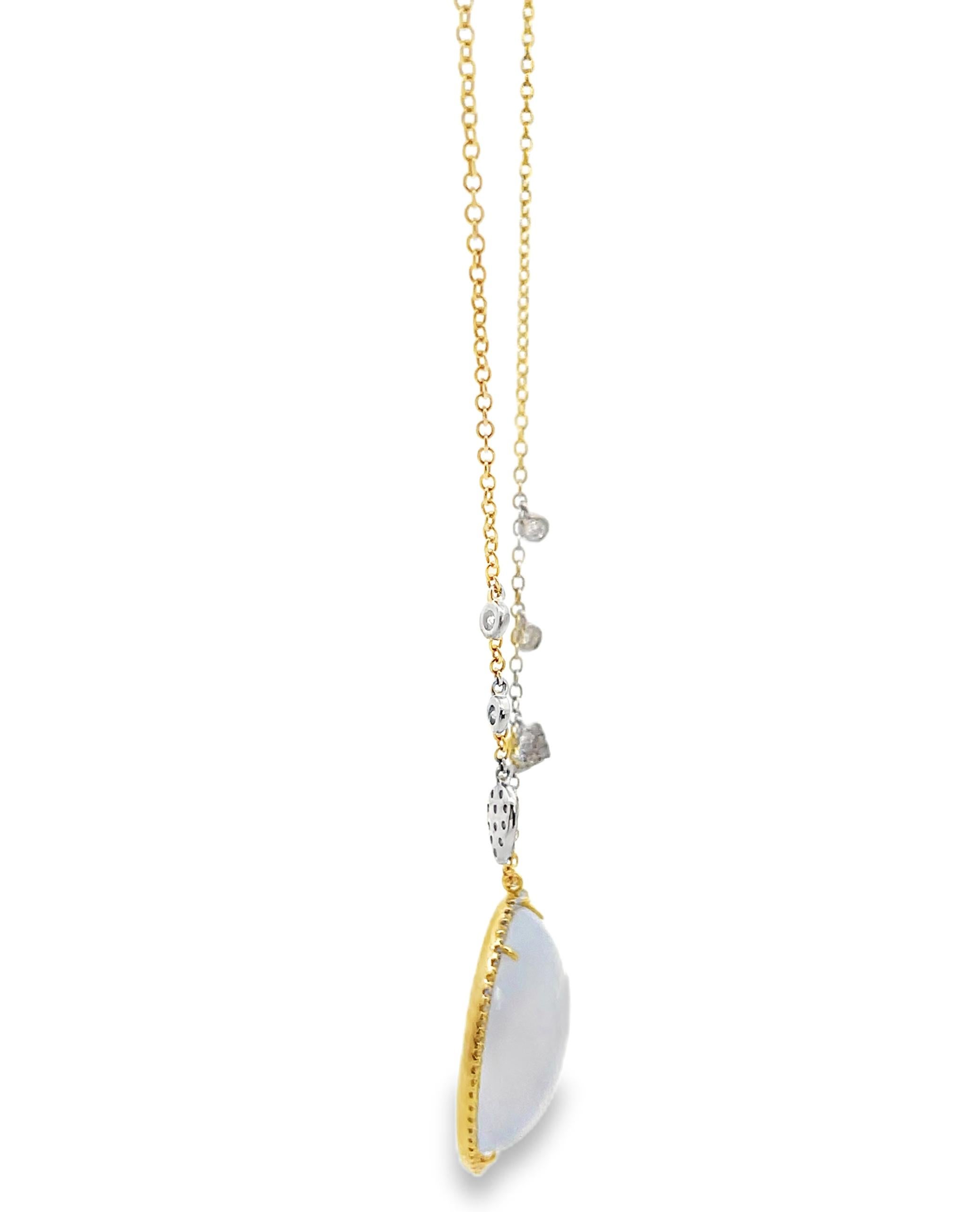 Collier pendentif en or jaune 14K avec opale et diamants Meira T. Neuf - En vente à Old Tappan, NJ