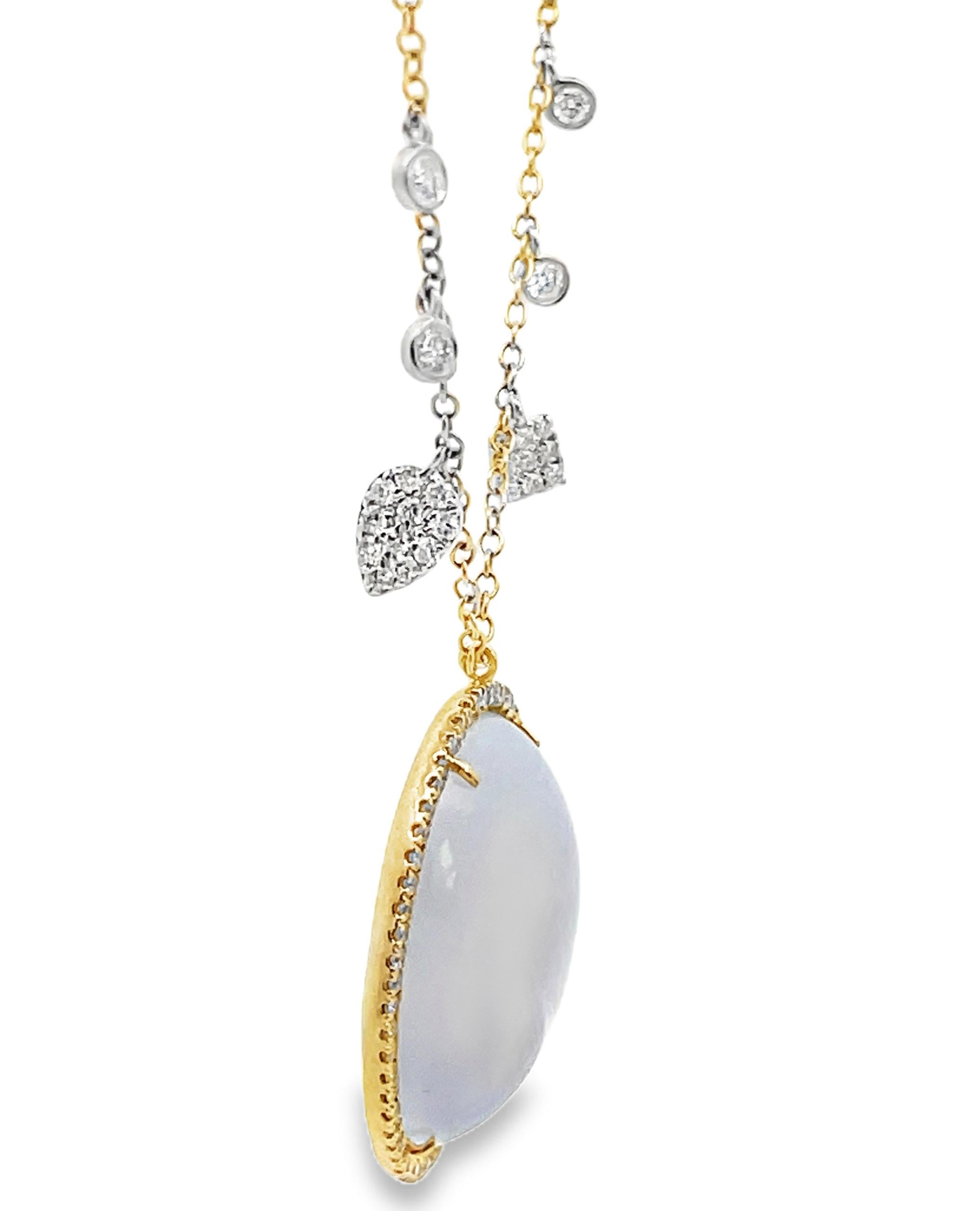 Collier pendentif en or jaune 14K avec opale et diamants Meira T. Pour femmes en vente