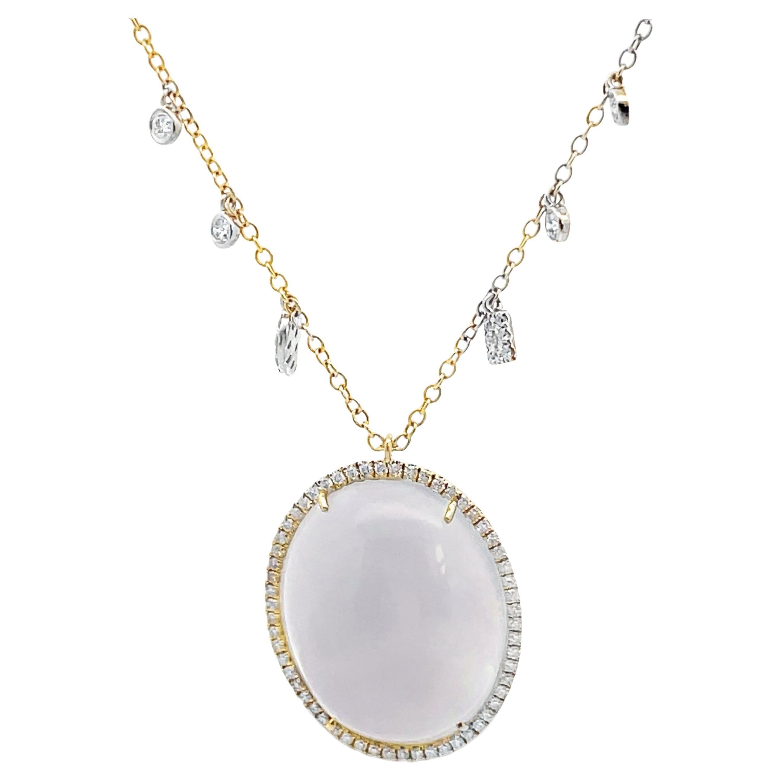 Meira T. 14K Yellow Gold Opal & Diamond Pendant Necklace