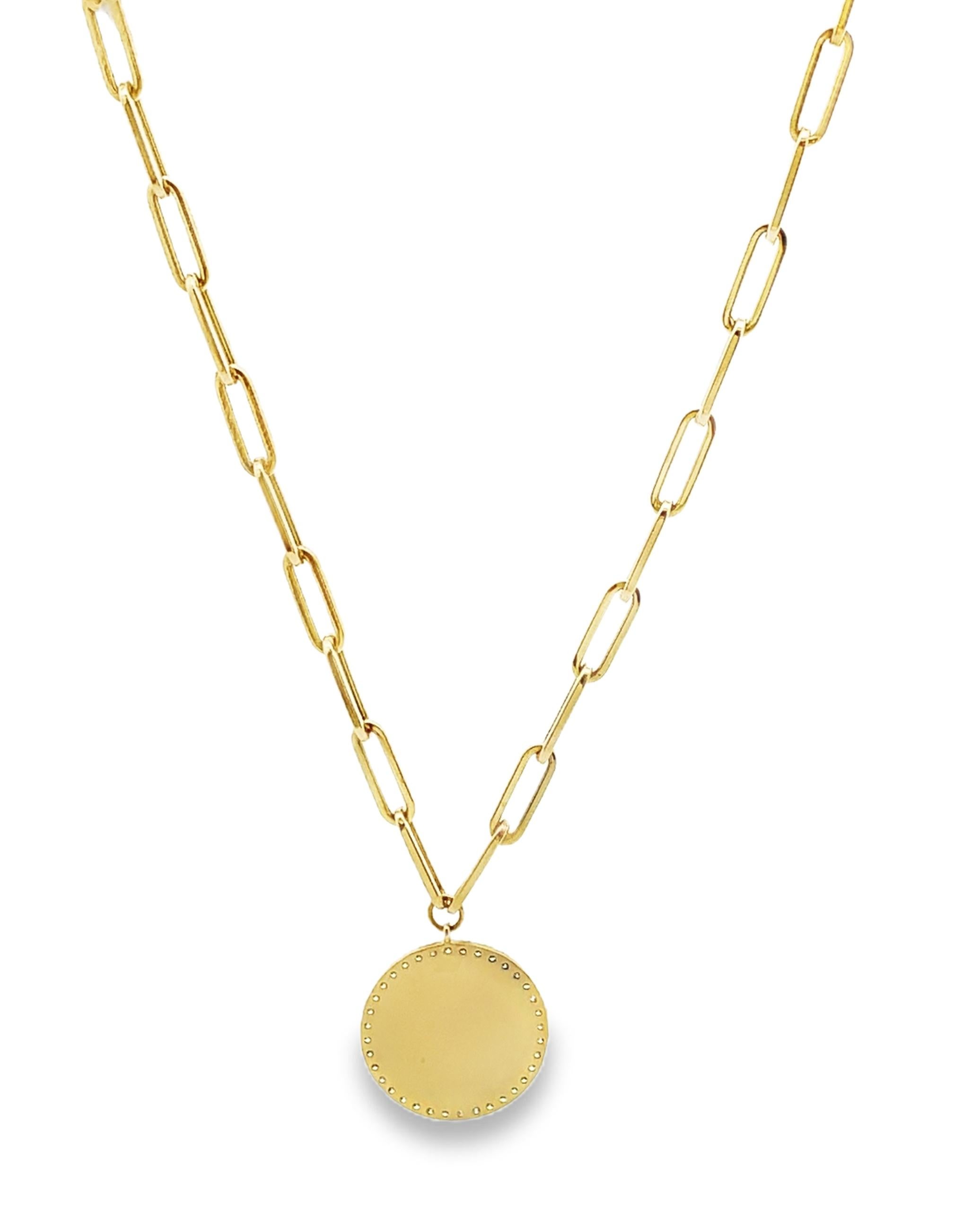 Meira T 14K Yellow Gold Paperclip Chain Evil Eye Necklace with Sapphires In New Condition For Sale In Old Tappan, NJ