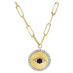 Meira T 14K Yellow Gold Paperclip Chain Evil Eye Necklace with Sapphires