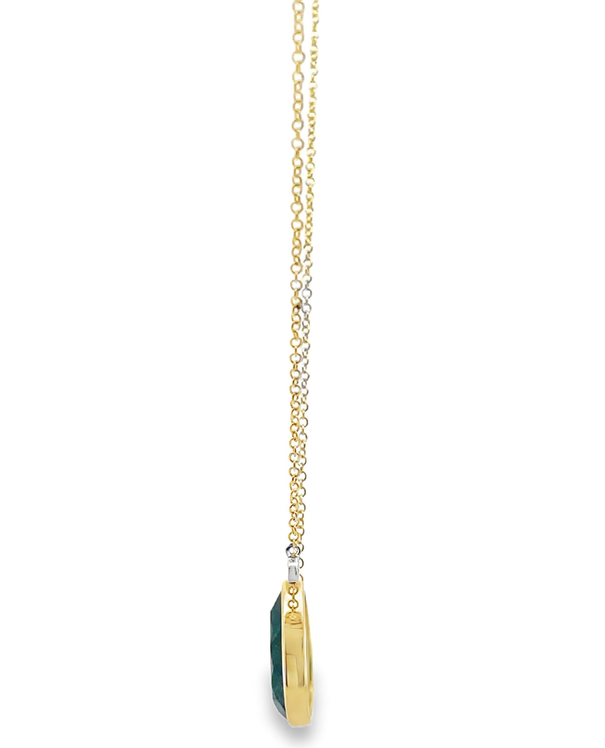 Pear Cut Meira T 14K Yellow Gold Pear Shaped Emerald Necklace with Diamonds For Sale