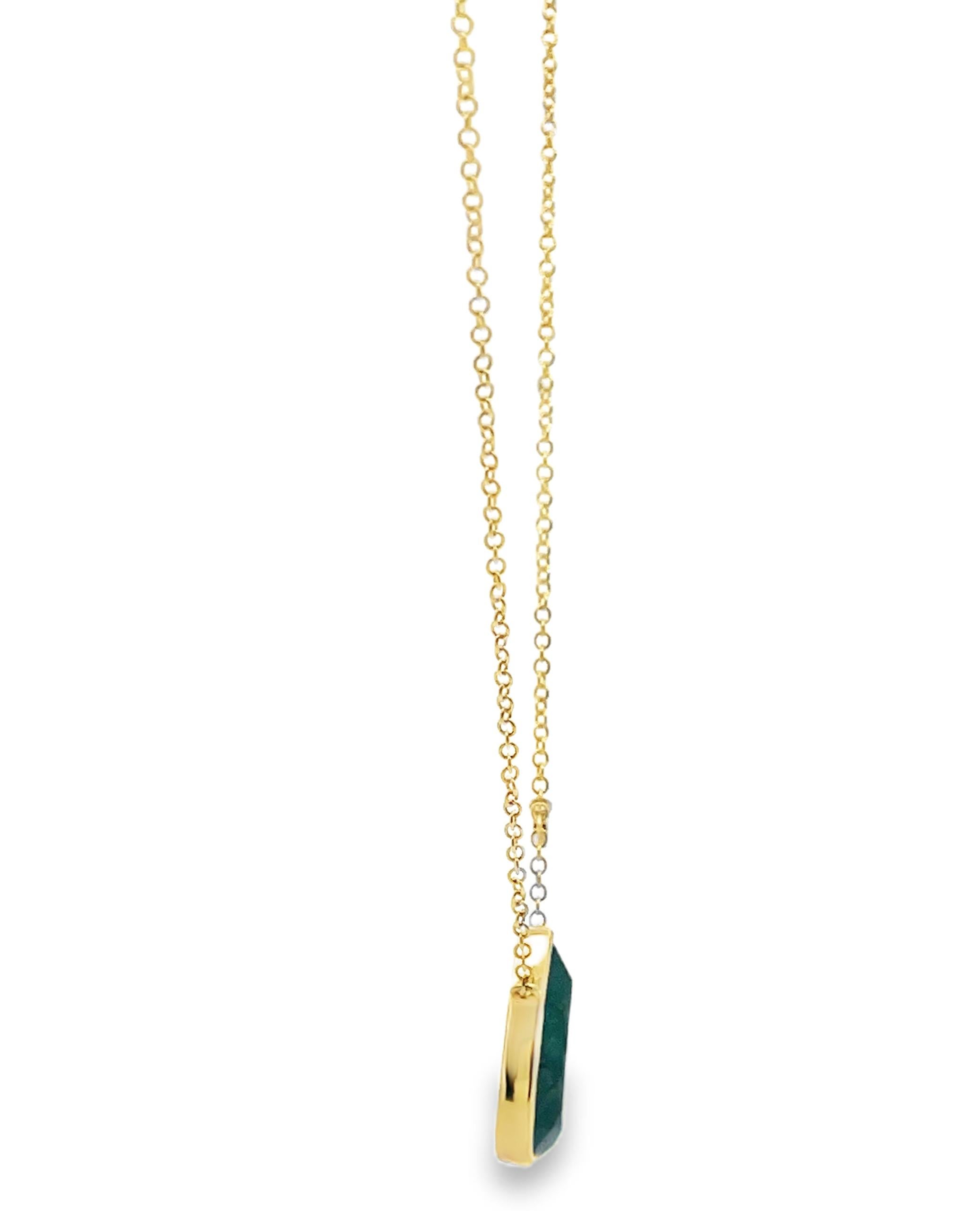 Women's Meira T 14K Yellow Gold Pear Shaped Emerald Necklace with Diamonds For Sale