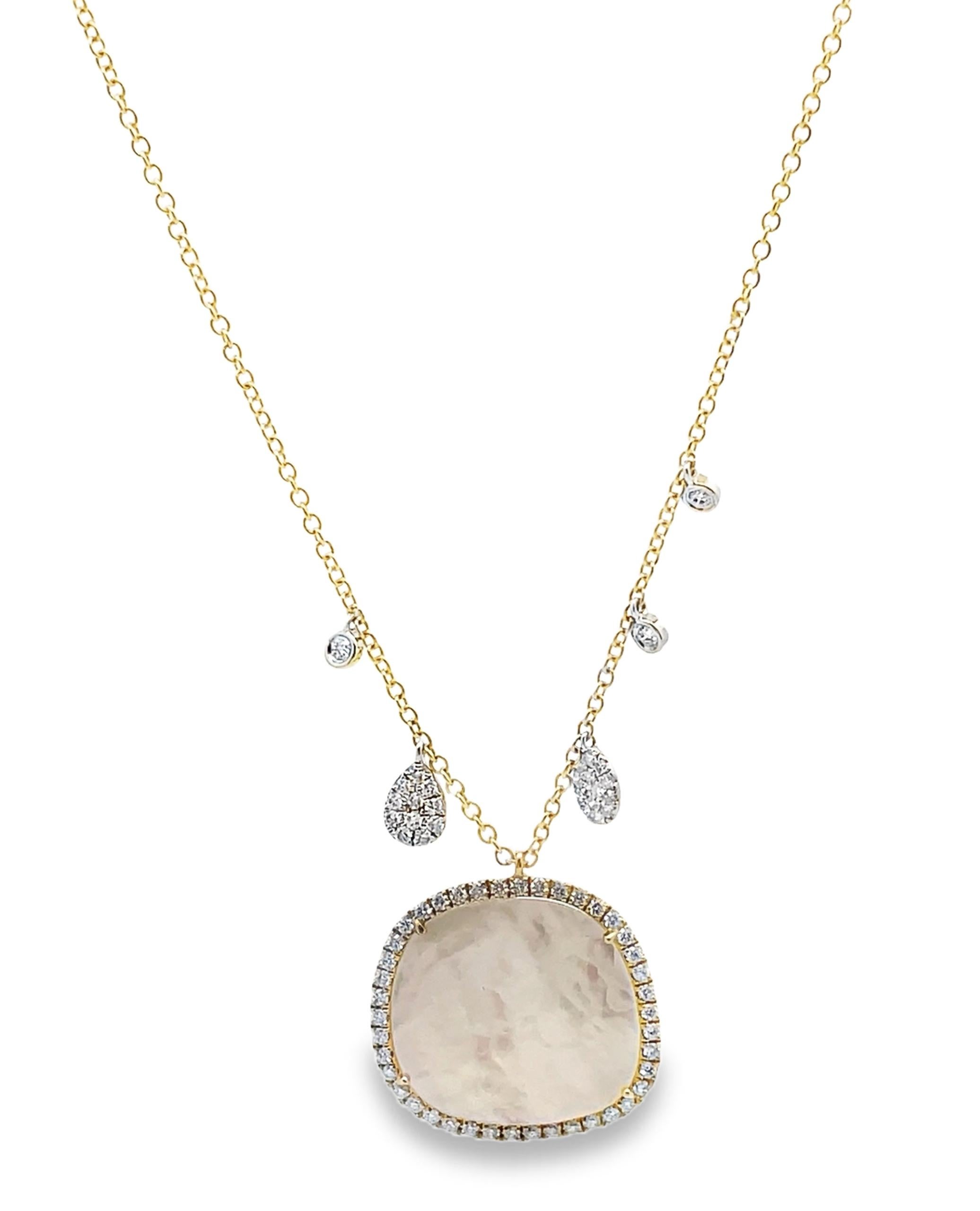 Contemporary Meira T 14K Yellow Gold Pearl Necklace with Diamonds For Sale