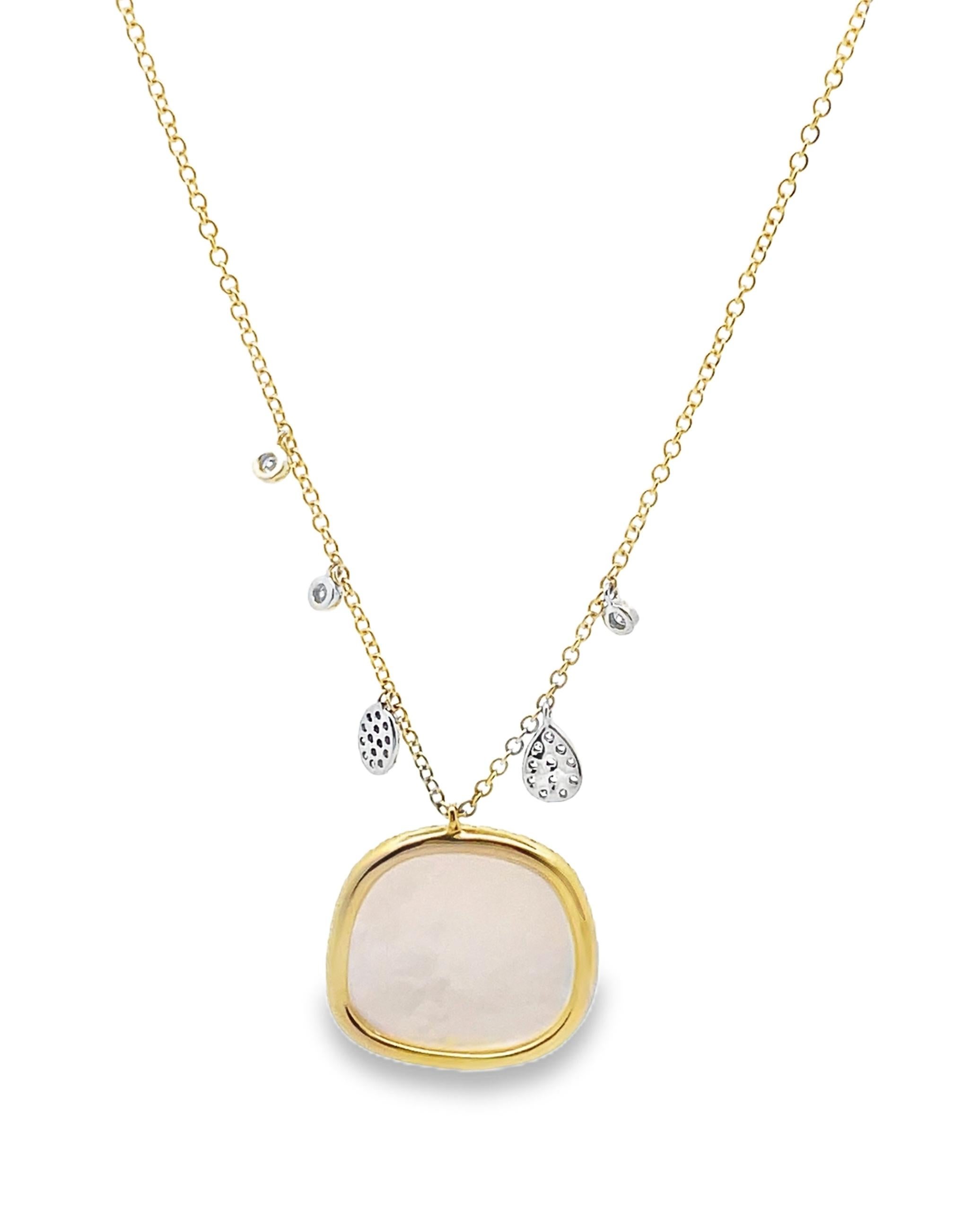 Meira T 14K Yellow Gold Pearl Necklace with Diamonds In New Condition For Sale In Old Tappan, NJ