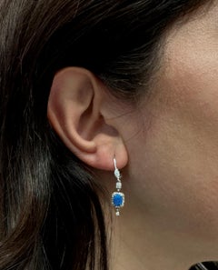 Meira T 1E8795/WO 14K White Gold Blue Opal and Diamond Drop Dangling Earrings