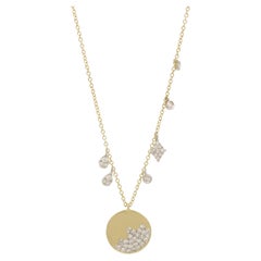 Meira T Brushed 14k Gold and Diamonds Necklace with Dangling Charms