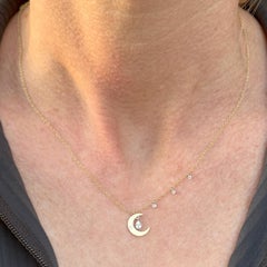 Meira T Crescent Moon Diamond Drop 14 Karat Gelbgold Anhänger Halskette