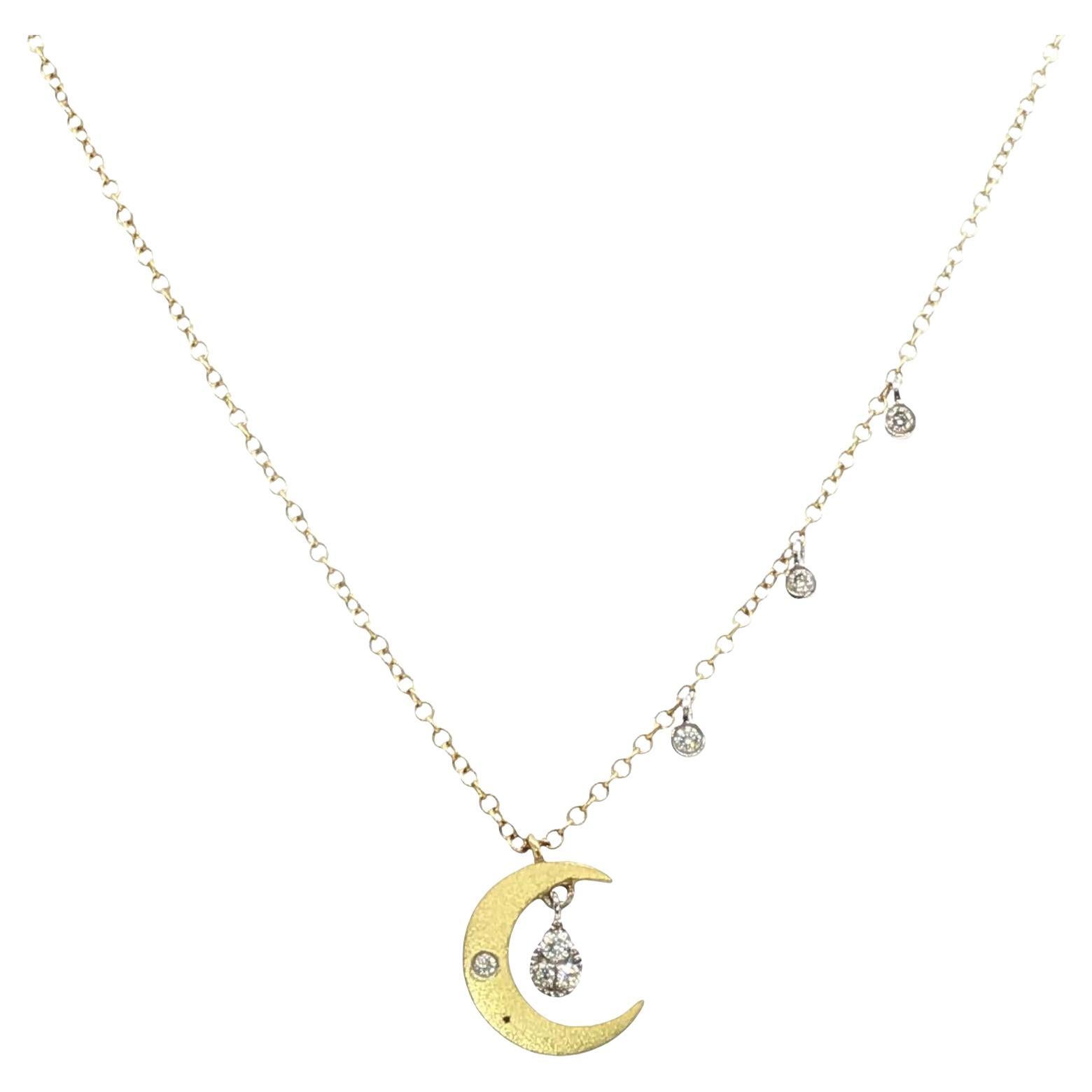 Meira T Collana con ciondolo in oro giallo 14 carati con diamante a goccia a mezzaluna