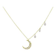 Meira T Diamond Crescent Moon Pendant Necklace