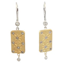 Meira T Diamond Dangle Rectangular 14K Two Tone Gold Earrings
