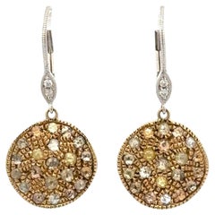 Meira T Diamond Drop 14 Karat Gelb- und Weißgold Disc Drop Dangle Earrings