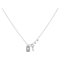 Meira T Diamond Key and Lock Pendant Necklace