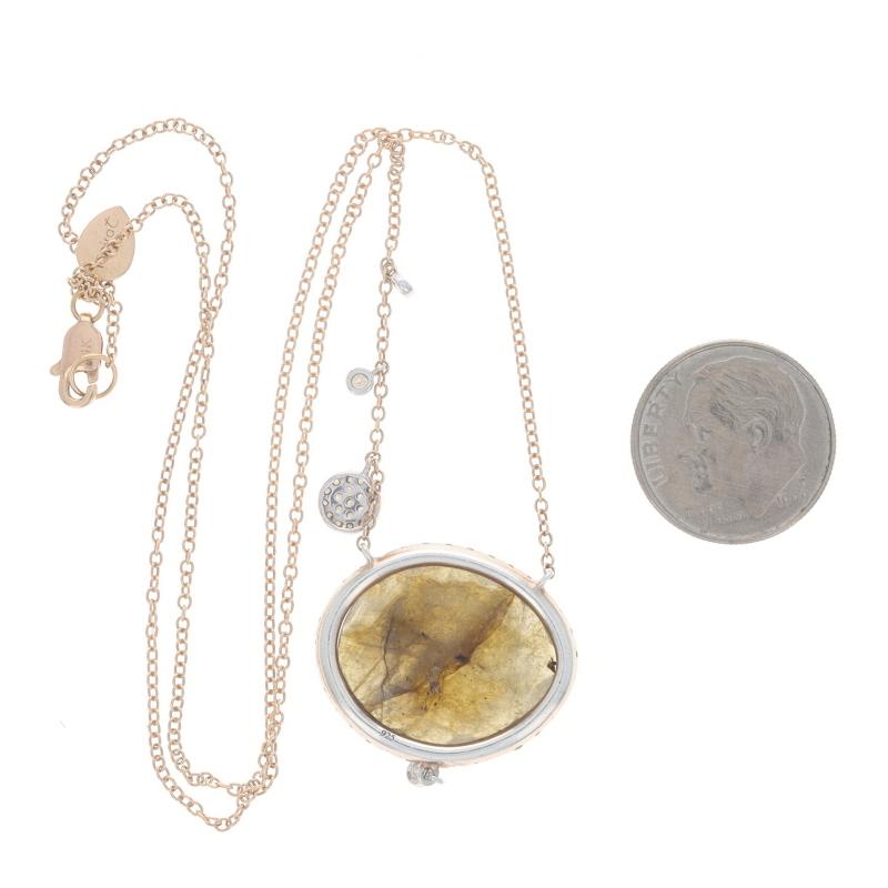 Women's Meira T Labradorite Diamond Halo Pendant Necklace 16