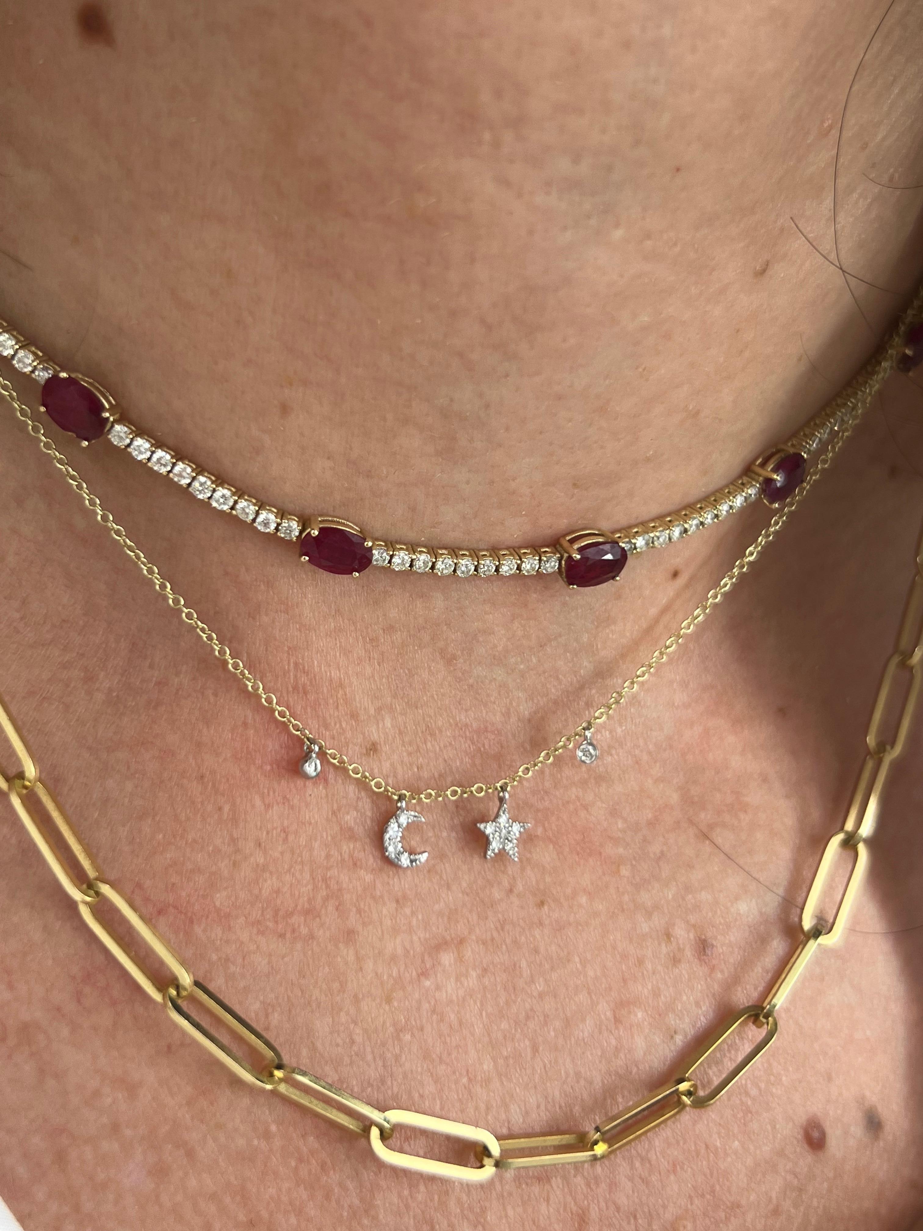 Contemporary Meira T Moon and Star Pendant Necklace For Sale