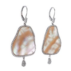 Meira T Mother of Pearl Diamond Gold Dangle Earrings