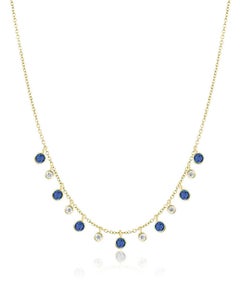 Meira T. N11961/YS 14K Yellow Gold Diamond and Sapphire Layering Necklace