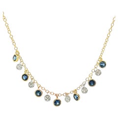 Meira T. N11961/YS 14K Yellow Gold Diamond and Sapphire Layering Necklace