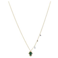 Meira T. N13124/TY 14K Gelbgold Smaragd Hamsa Hand Halskette
