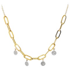Meira T N13446 14-karätige Zweifarb-Papierklammer-Halskette mit Diamanten, längenverstellbar