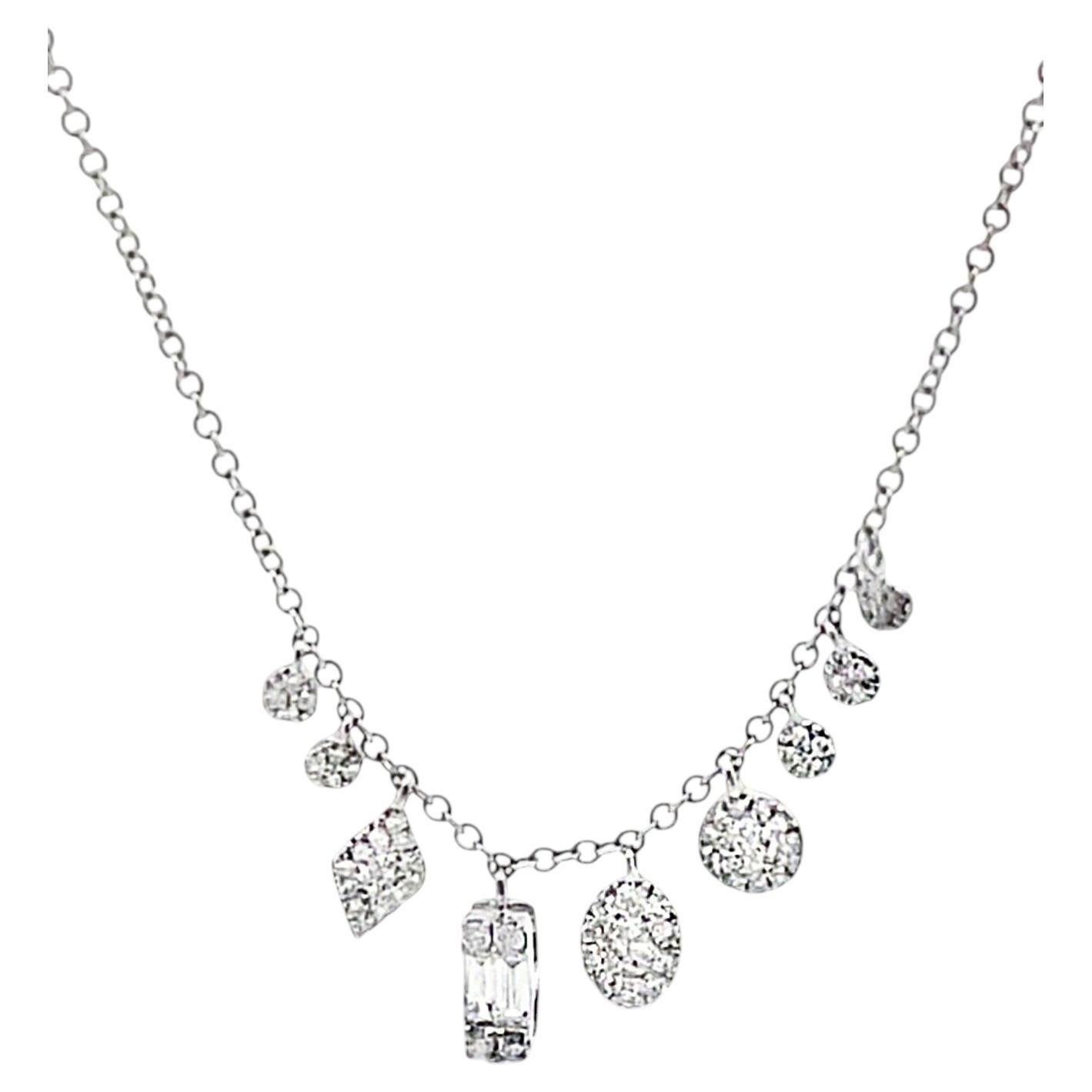 Meira T N14525/WG Collar de oro blanco de 14 quilates con nueve colgantes de diamantes graduados en venta