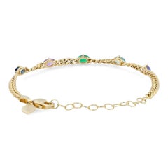 Meira T Oval Form Multi Farbe Saphir Kette Armband 14K Gelbgold