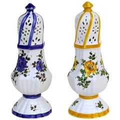 Paire de salières et poivrières en céramique italienne Meiselman:: peintes à la main
