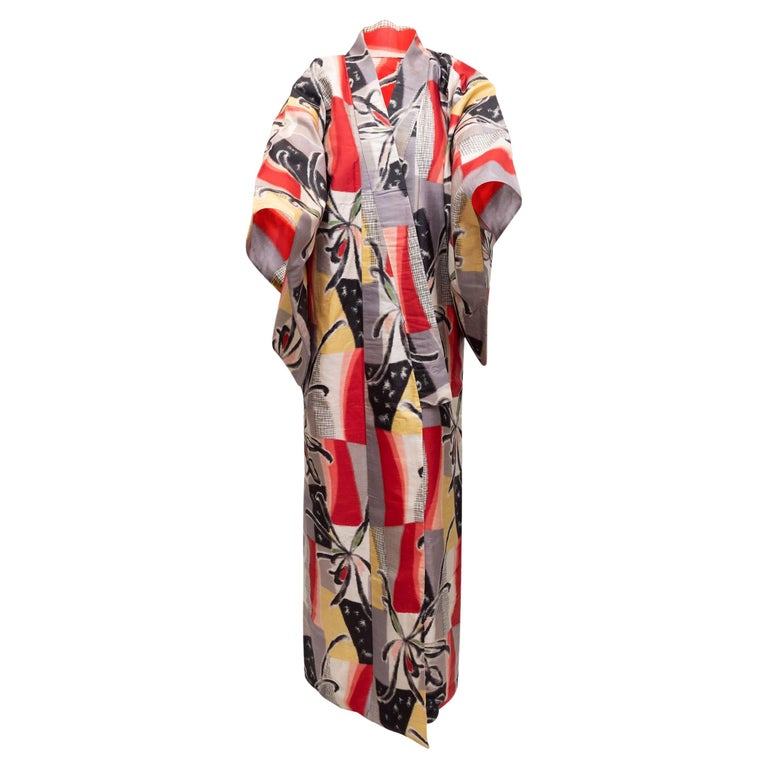 Meisen Vintage Multicolor Silk 1930s Kimono at 1stDibs