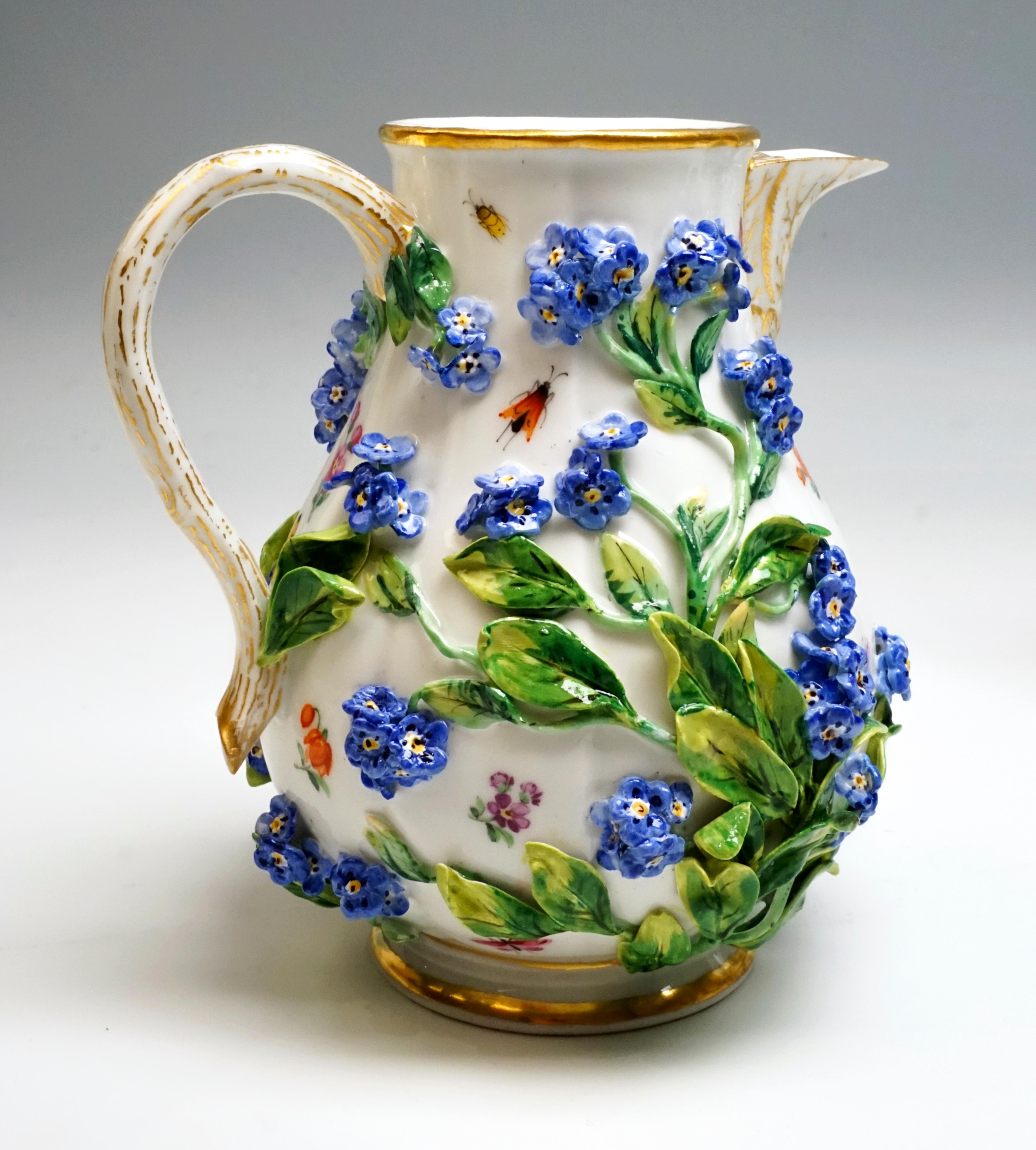 Meissen 5-Part Core Piece Coffee & Tea Rich Forget-Me-Not Decor, circa 1850 2