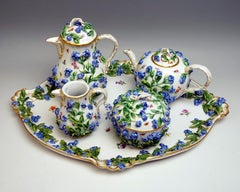 Meissen 5-Part Core Piece Coffee & Tea Rich Forget-Me-Not Decor, circa 1850