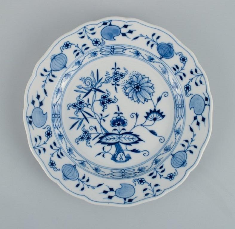 Hand-Painted Meissen, a Set of Six Blue Onion Dinner Plates, circa  1900