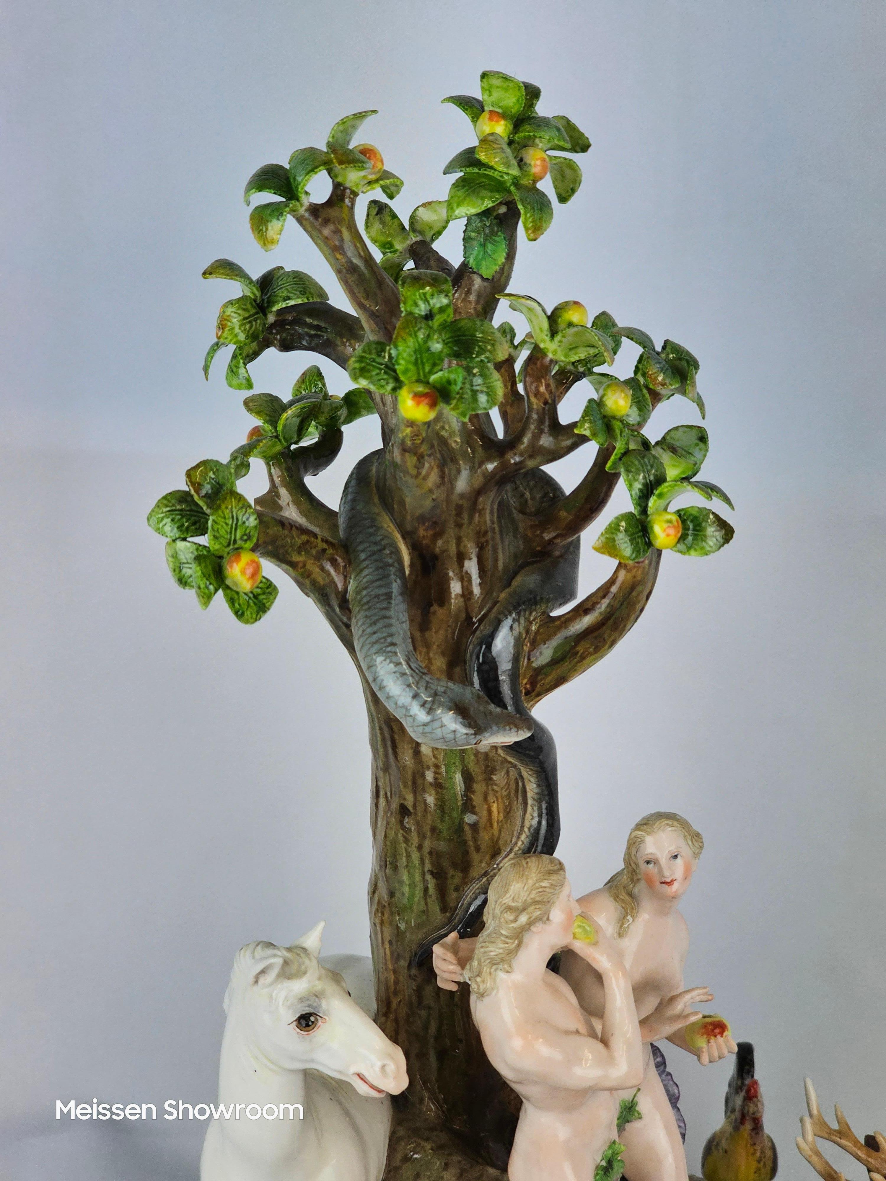 Meissen Adam and Eve Group around Tree of Knowlege For Sale 6