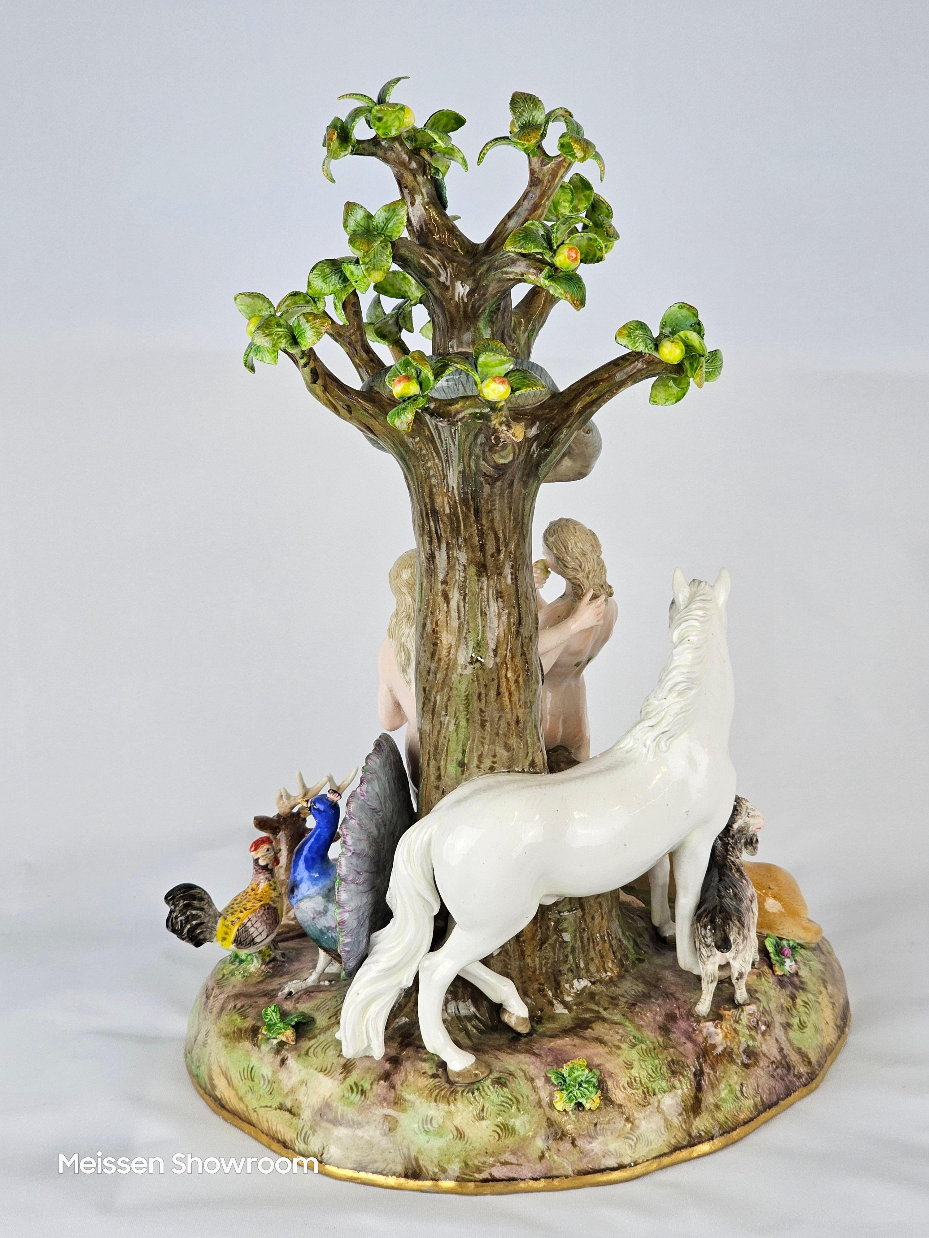 Meissen Adam and Eve Group around Tree of Knowlege For Sale 1