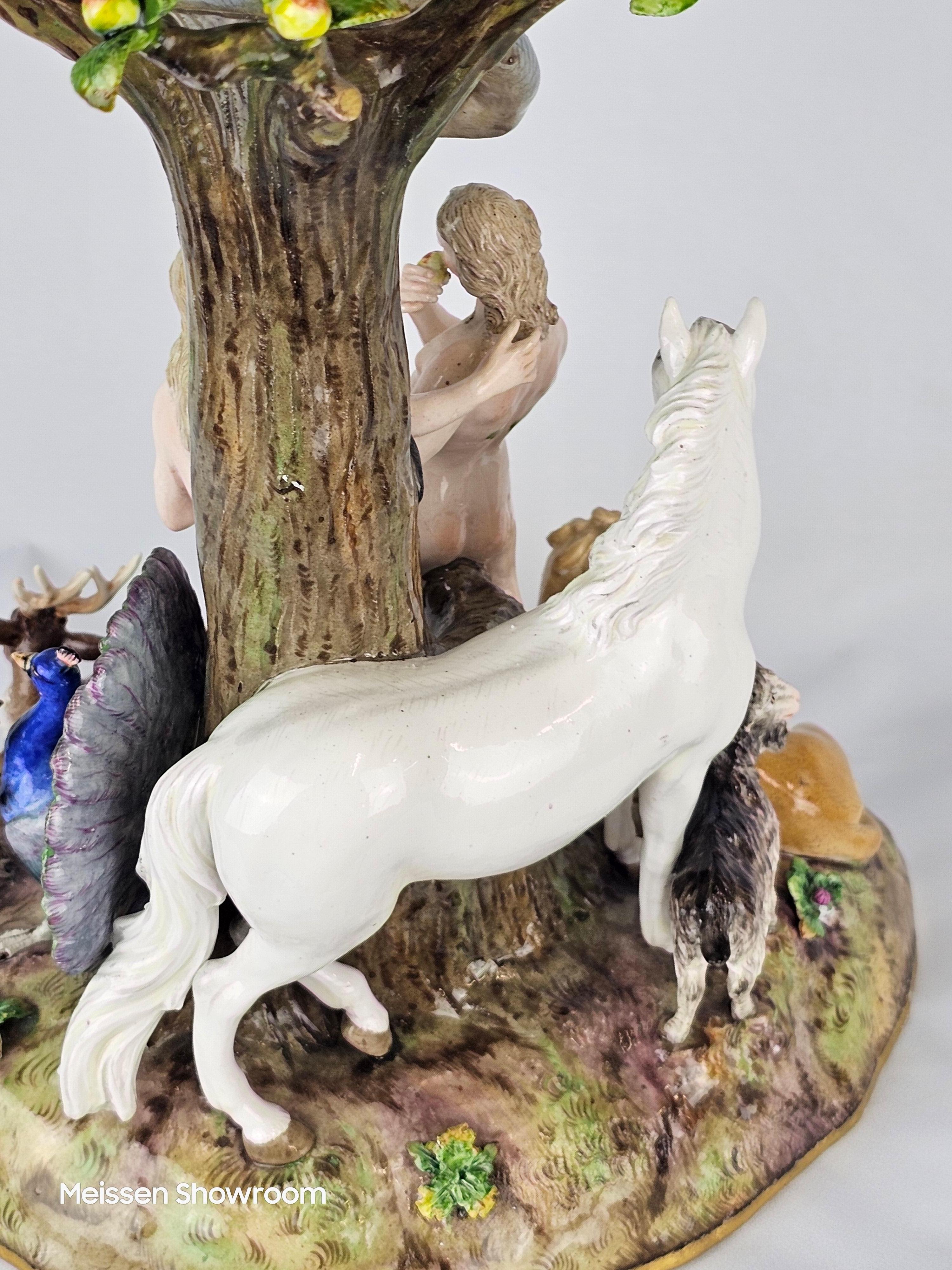 Meissen Adam and Eve Group around Tree of Knowlege For Sale 2